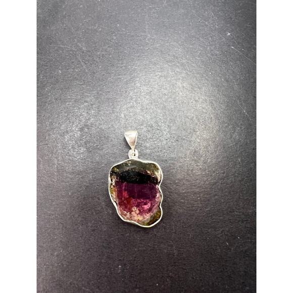NEW watermelon tourmaline sterling silver pendant 4.38 grams - Picture 2 of 11